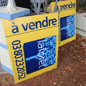 Panneau immobilier à vendre imprimé sur polypro, akilux 3 mm
